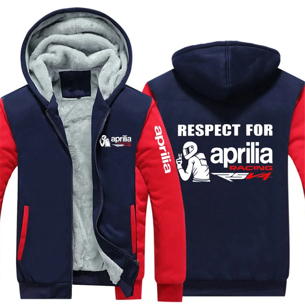 2024 Autumn Winter Men's Respect For Aprilia Racing RSV4 Logo Print Comfortable Business Casual Windproof Warm Thickened Hoodies