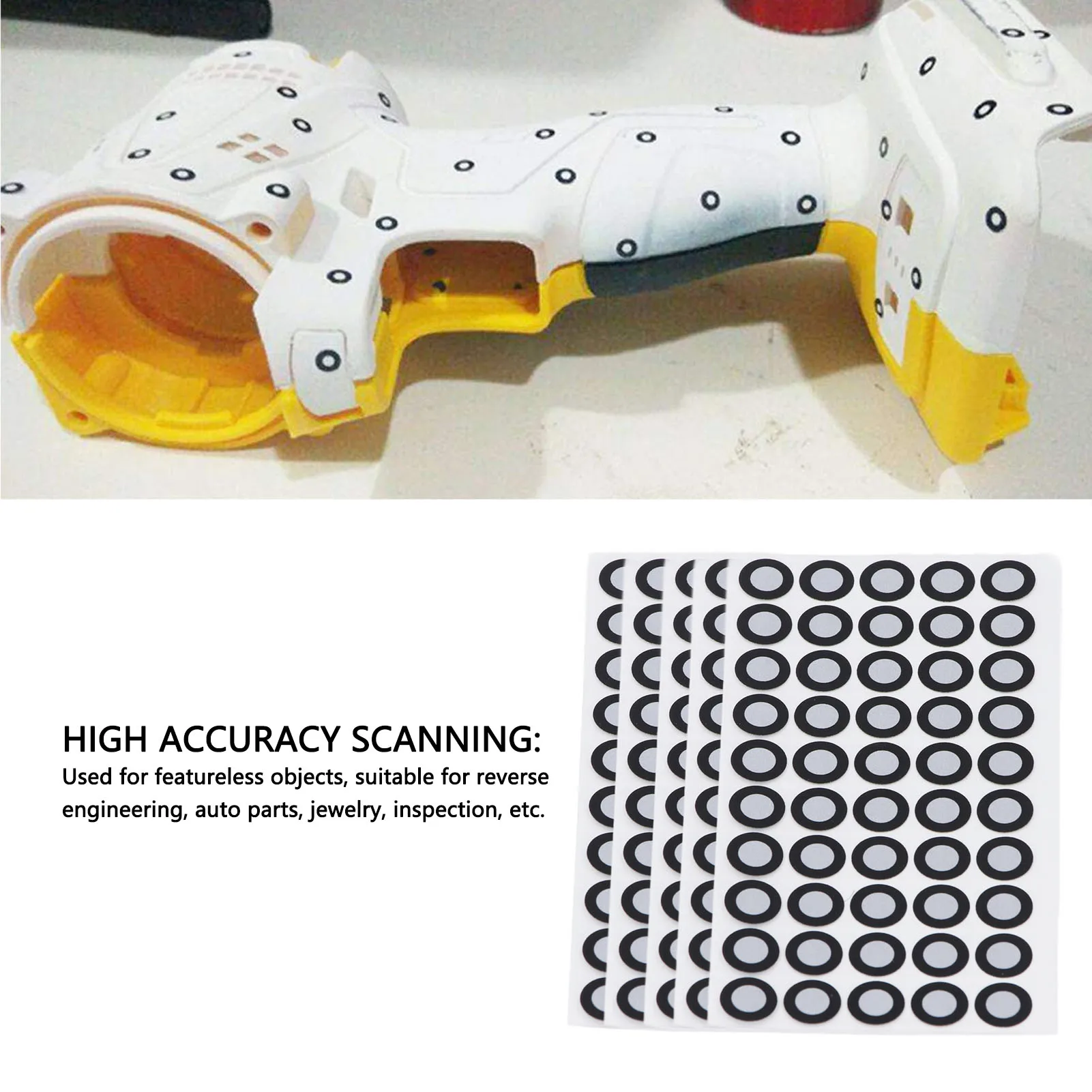 15 Sheetx50Pcs 3D Scanning Marker 6mm Inner Diameter 10mm Outer Diameter Positioning Target 3D Reflection Marker Dot Sticker