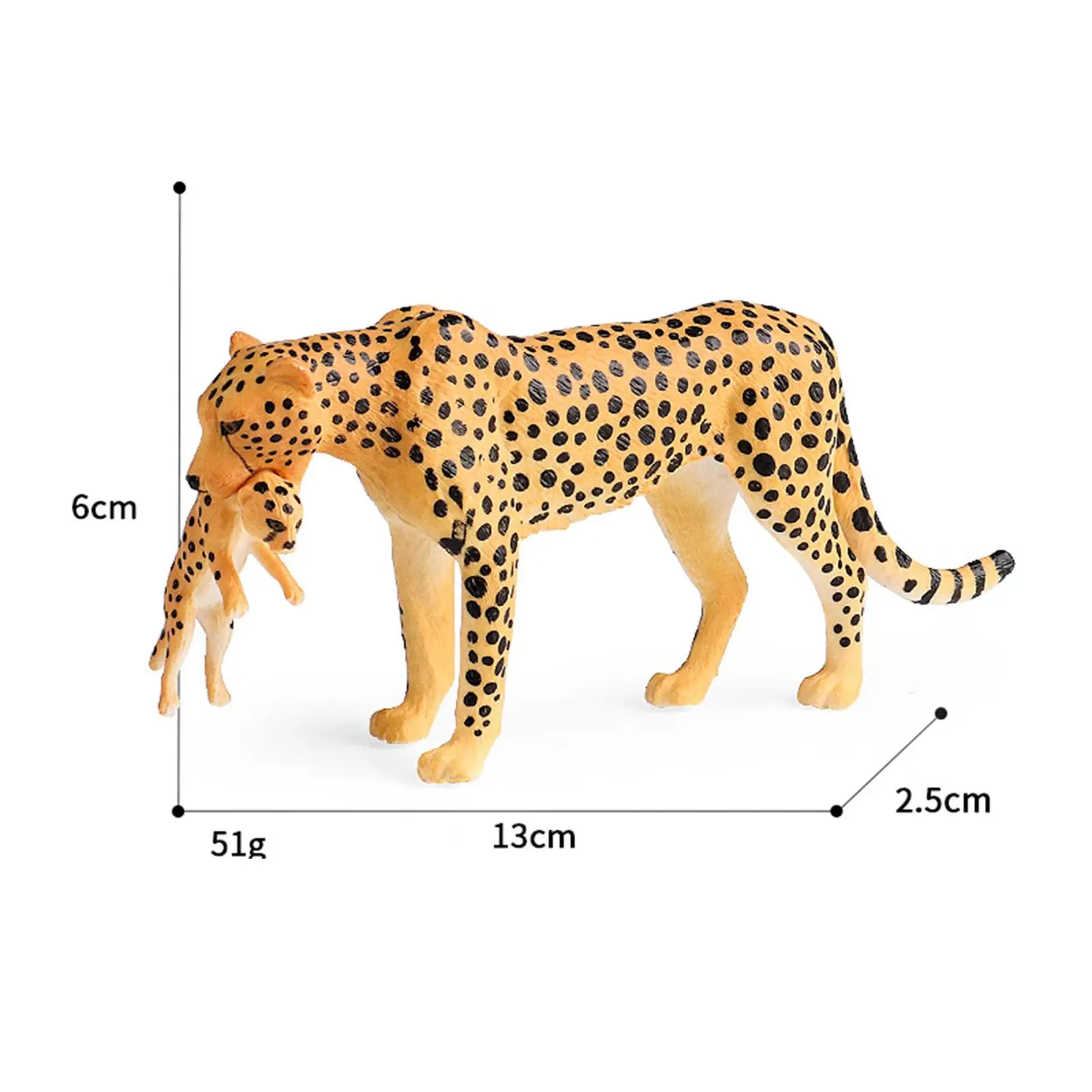 Patung macan tutul realistis hewan liar, patung prasekolah Cheetah Playset untuk