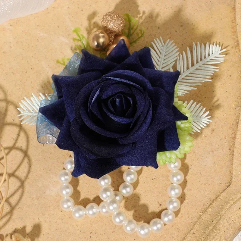 1PC Velvet Rose ข้อมือ Corsages สําหรับงานแต่งงาน,corsages สําหรับพรหมเพื่อนเจ้าสาว Corsage แม่เจ้าสาวและเจ้าบ่าวพรหมดอกไม้นาฬิกาข้อมือ