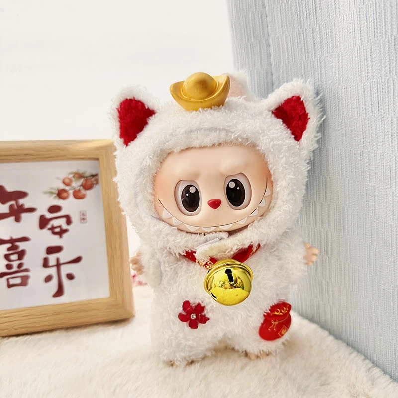 

[Clothes Only] Labubu 17cm Sitting Pendant Outfit with Adorable Lucky Cat Coat Decoration