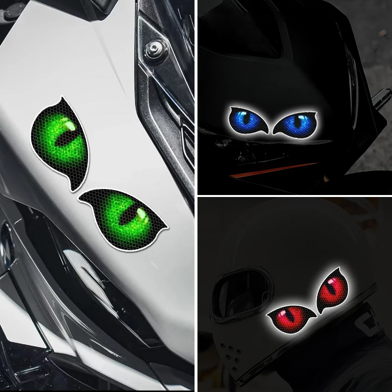 1Pair Demon Eyes Motorcycle Sticker Reflective Waterproof for Motorbike Side Panel Car Window Electric Scooter Vinyl Decal view 4