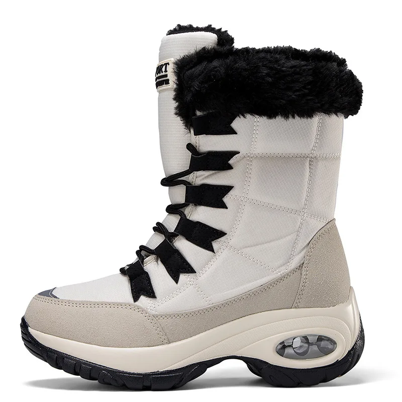 Plush Snow Boots Warm Cotton Shoes High-top Winter Boots Women Mid-calf Plush Walking Shoes Non-Slip Cold Weather Boots