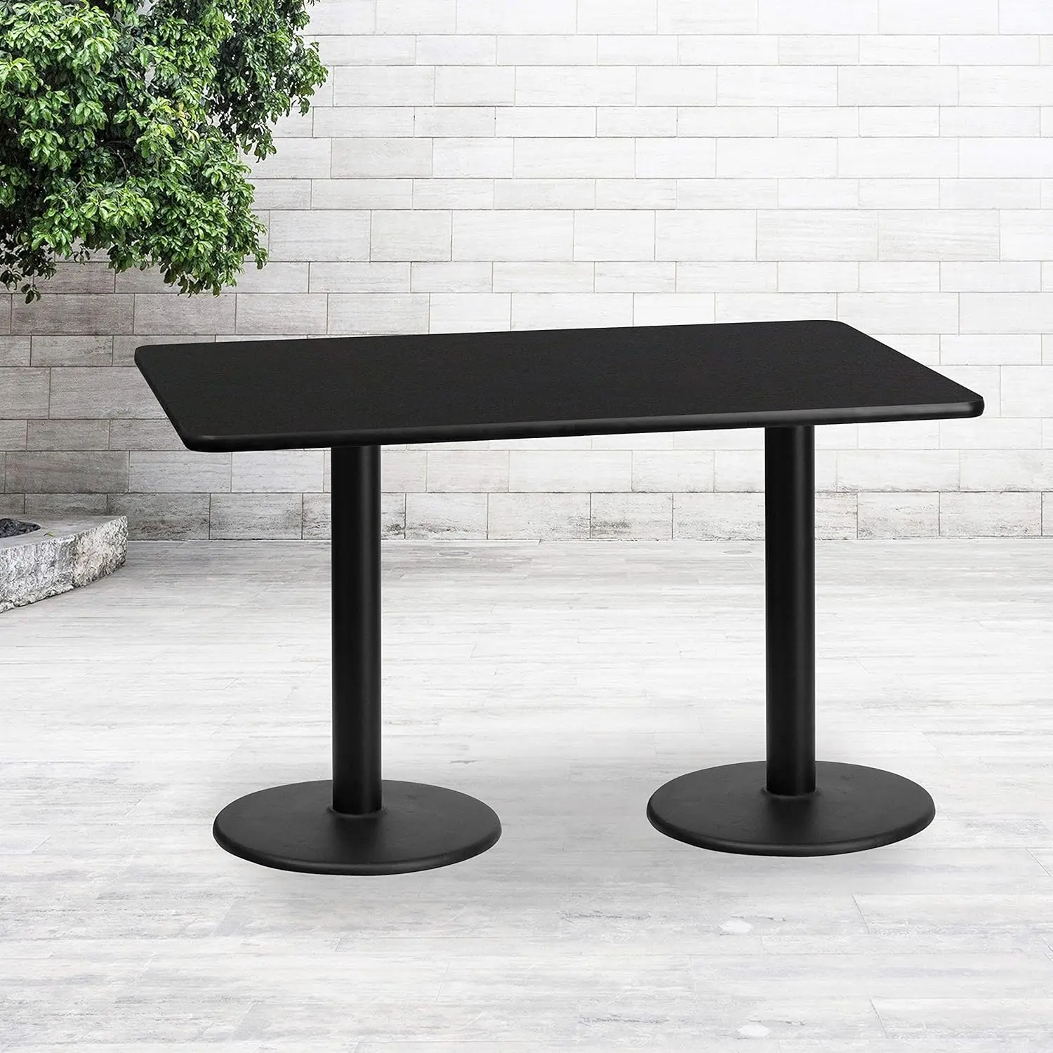 Furniture 30'' x 60'' Rectangular Black Laminate Table Top with 18'' Round Table Height Bases