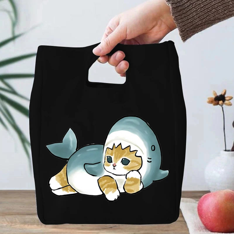 Cartoon Women Kids Lunch Bag Bobo Tea Cat Print Thermal Insulation Portable Lunch Pouch Women Men Food Fresh Cooler Lunch Bags