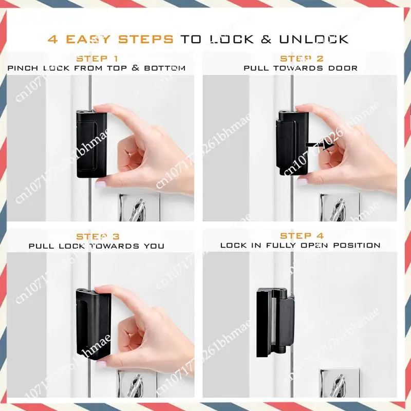 -A21Z Fechadura de reforço de porta Parada de construção à prova de crianças Parada de 3 polegadas à prova de crianças preta