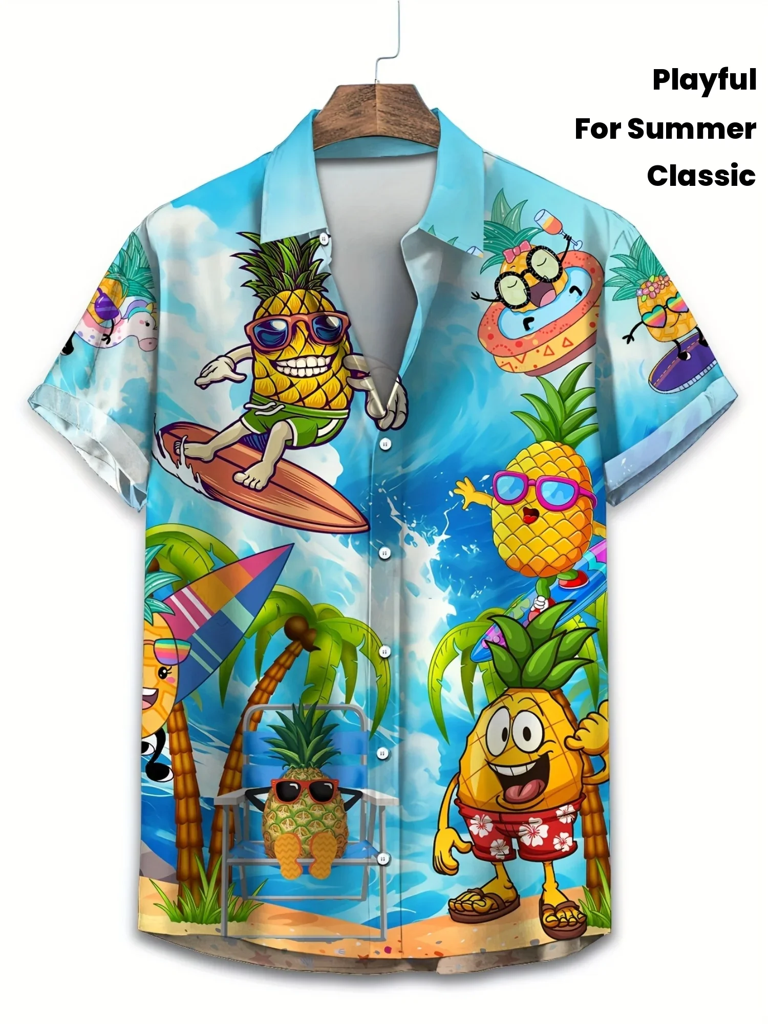 Stylish and cool new men's casual short-sleeve Hawaiian shirt for summer—perfect for beach parties and vacations