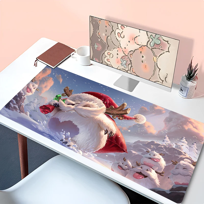 

Mouse Pad Laptop Game League Of Legends Mousepad Kawaii White Poro Non Slip Keyboard Pad PC Gaming Accessories Extended Desk Mat