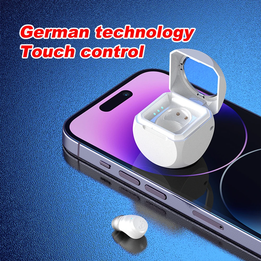 Q1 سماعات أذن غير مرئية سماعات رأس صغيرة متوافقة مع بلوتوث سماعات أذن ستيريو لاسلكية شبه داخل الأذن للحد من الضوضاء سماعة أذن واحدة