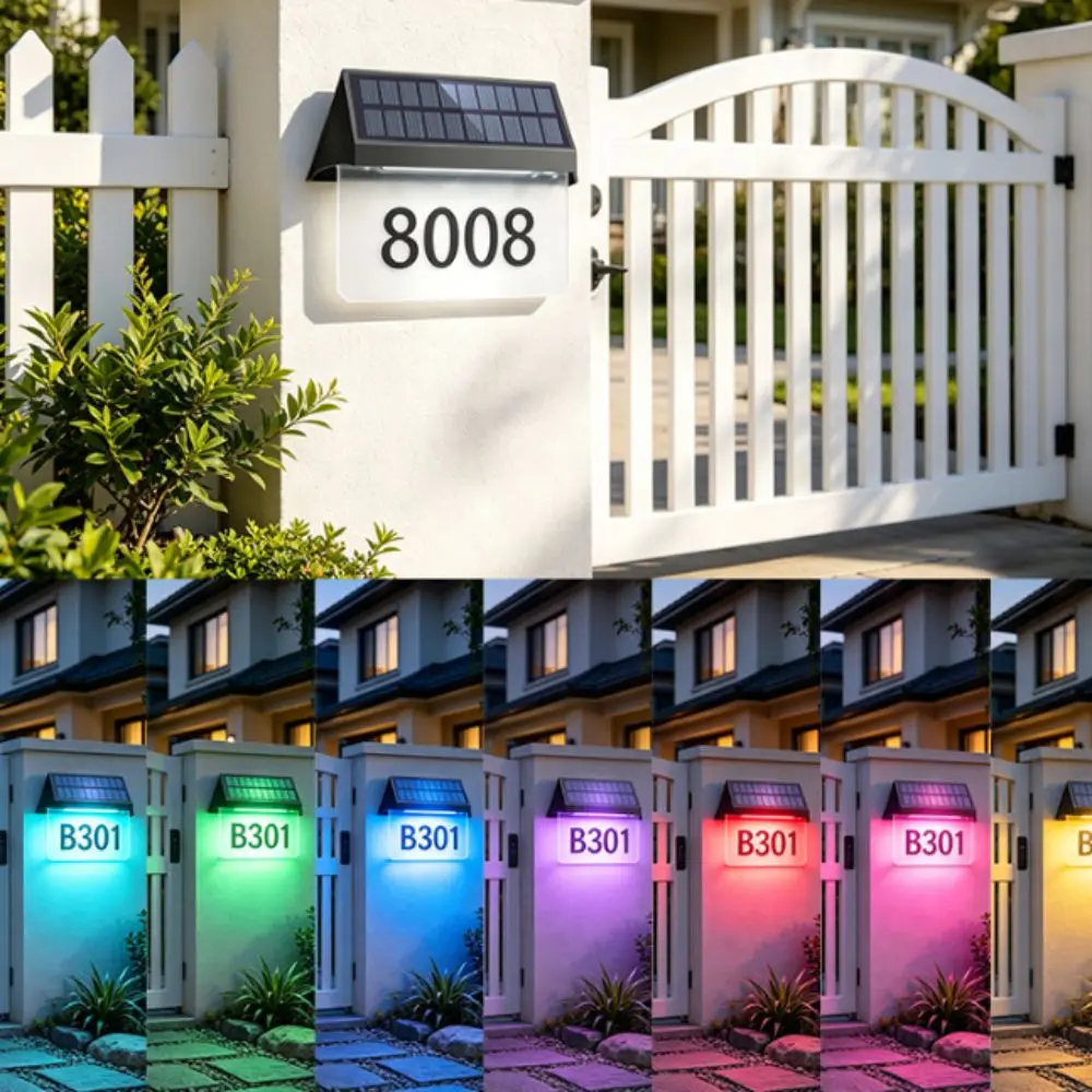 IP65 Waterproof Solar House Number Light Auto On Off Sturdy Outer Casing Outdoor Address Sign Lamp High-Transmittance Lampshade