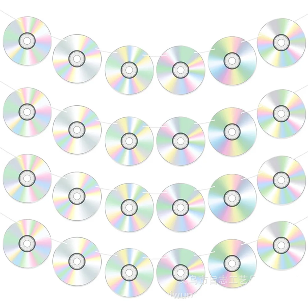 CD-Papierbanner, Retro-Thema der 90er Jahre, Disco-CD-Hängegirlanden, 90er-Jahre-Geburtstagsparty, Musik, Party, Wanddekoration, Zubehör – Detail 1