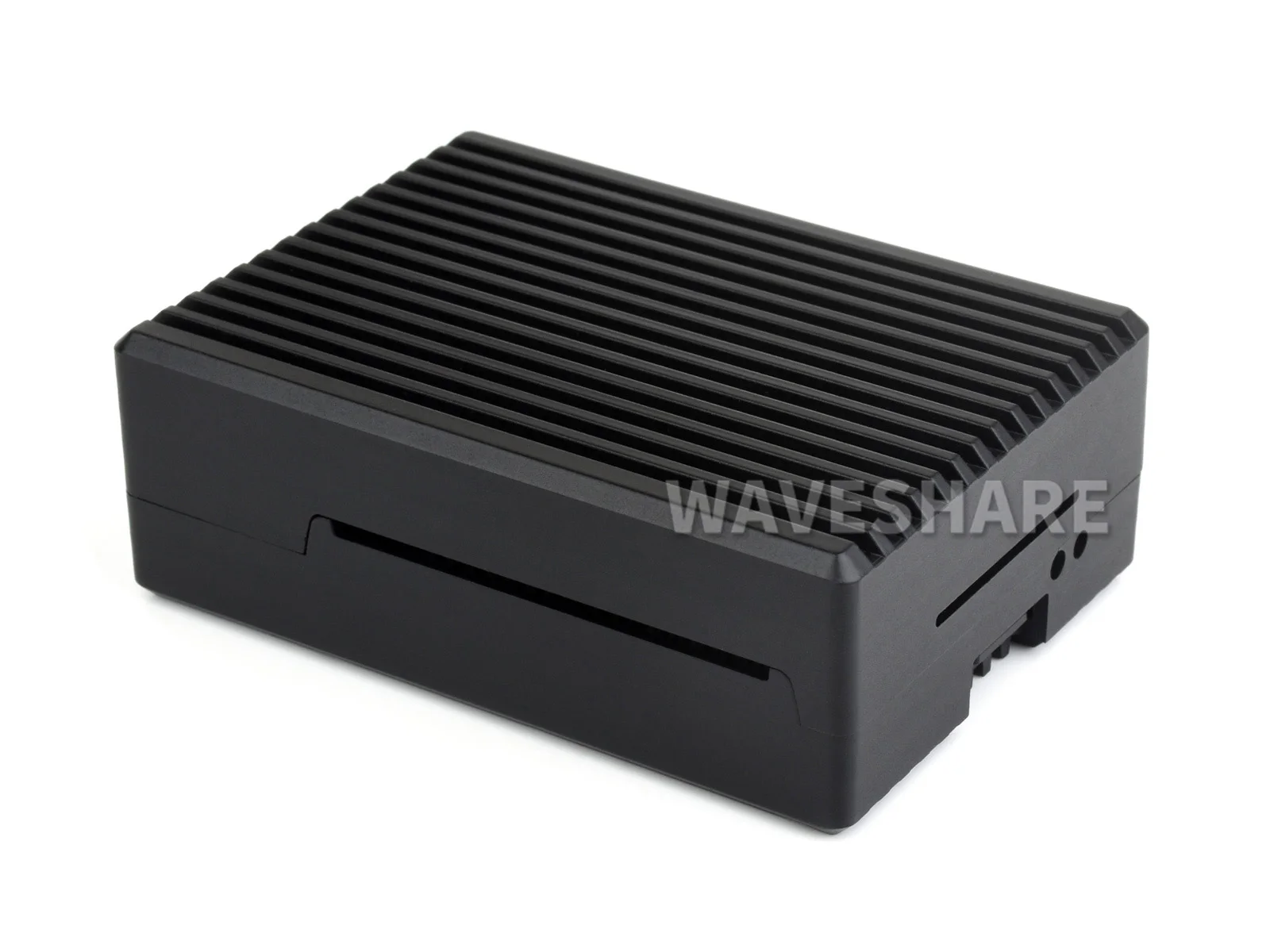 Aluminum Stripe Grooved Case For Raspberry Pi 5, Built-In Cooling Fan And Heatsink Pillars