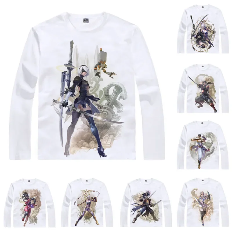 Nier Automata 2B YoRHa No. 2 Type B T Shirt Soulcalibur VI Soul Calibur 6 Men T-shirt Casual Vintage TShirt Long Sleeve Shirts