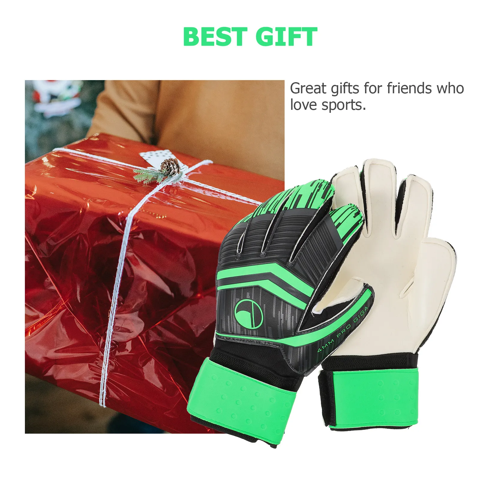 

1Pair Goalkeeper Gloves Creative Positive Cut Latex Soccer Gloves Outdoor Wear-Resistant Strong Grip Football Accessory