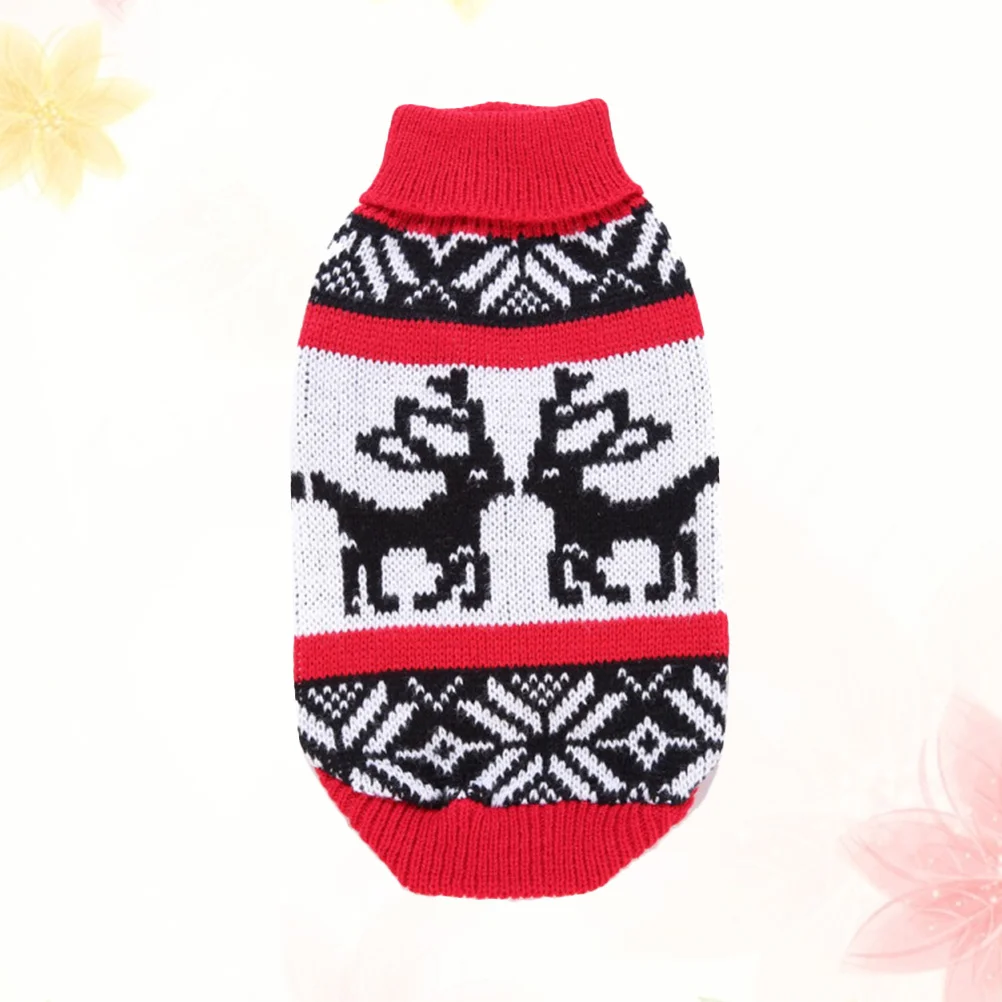 

Pet Turtleneck Sweater Christmas Knitted Warm Winter Clothes Adorable Puppy Costume Party Supplies Size Xl Red