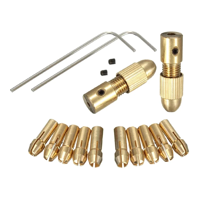 

NEW-14 Small Electric Drill Chuck 0.5-3Mm Electric Mill Copper Chuck Micro-Torque Drill Chuck Set (Hexagonal Wrench)