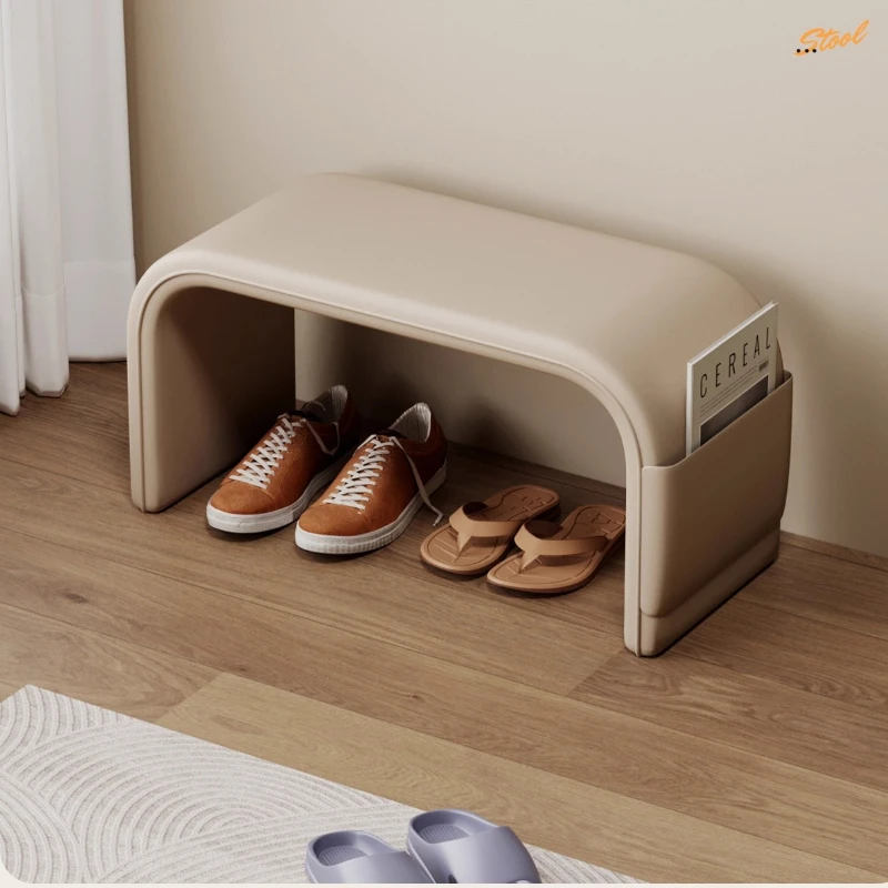 ‌ مسند قدم كريمي حديث، مقعد أحذية ناعم للممر، مقعد منجد مريح، لهجة منزلية راقية