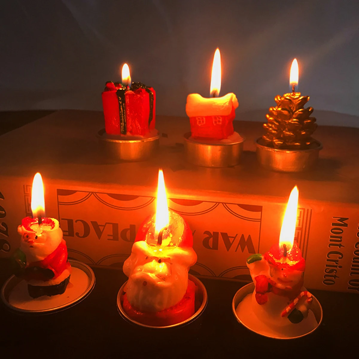 

Christmas Tree Paraffin Wax Smokeless Creative Illumination Party Cake Christmas Cupcake Decoration Ornament