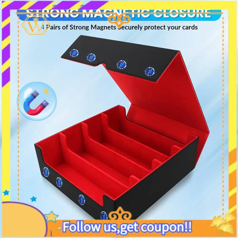 

Latest-Trading Card Storage Box,4 Rows Card Deck Case ,Magnetic Closure Card Box For Game Cards