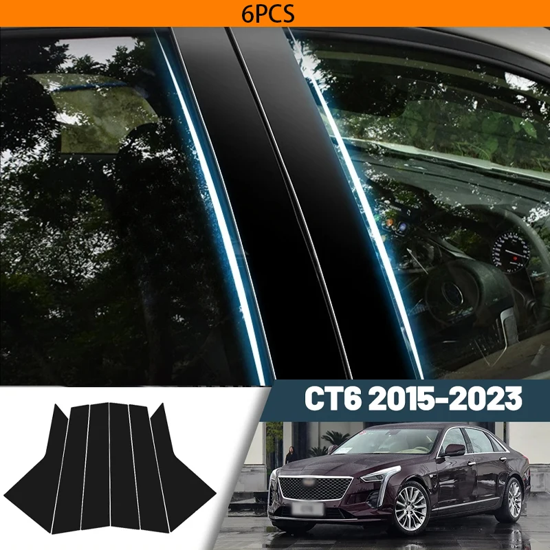 

Glossy Black Carbon Fiber Window Door Deal B C Pillar Post Cover Sticker For Cadillac CT6 2015-2023 2016 2017 2018 2019 2020