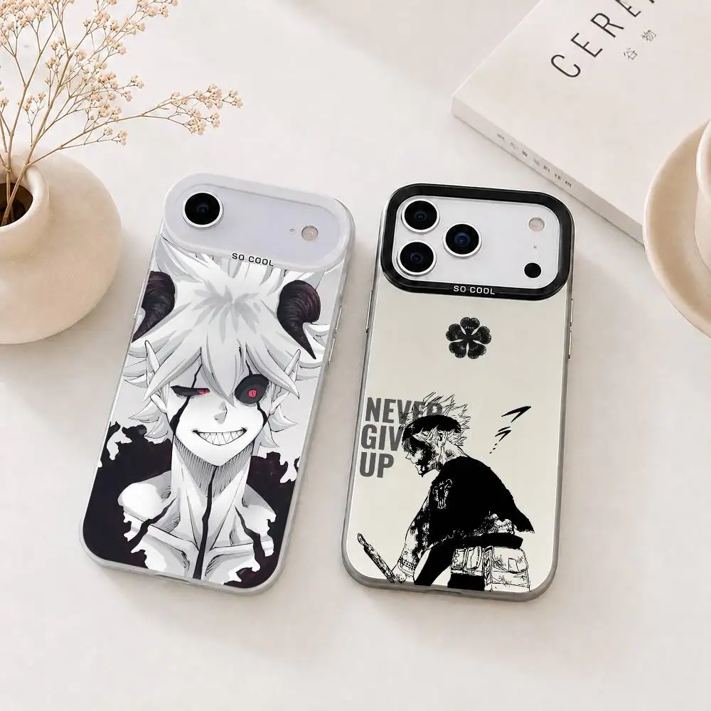 

Black Clover A-Asta Anime Phone Case For iPhone 17,16,15,14,13,12,11 Plus,Pro Max,XS,Colored Silver Plated Inside Cover