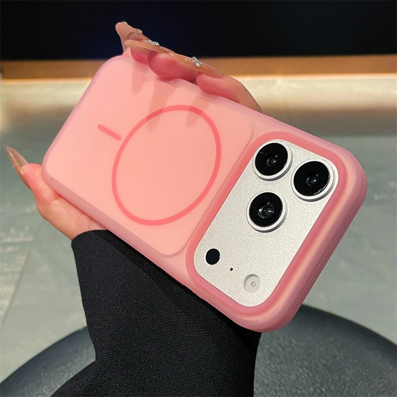 Magnetic For Magsafe Wireless Charging Candy Color Matte Case For iPhone 16 15 17 Pro Max 17Pro Shockproof Silicone Bumper Cover