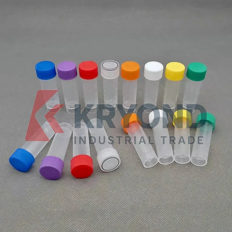 200pcs 5ml Plastic Freezing Tube with Silicone Gasket Cryovial Color Cap School Lab Experiment Supplies Original Product