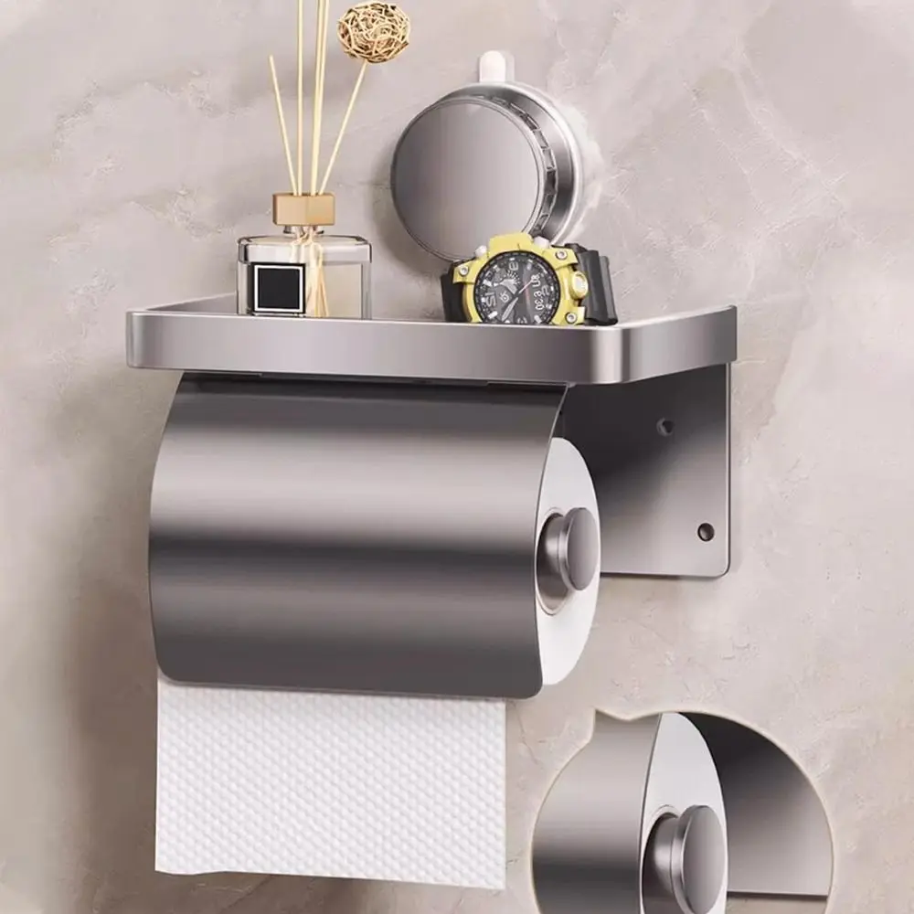 

New Suction Cup Aluminum Alloy Toilet Paper Holder Wall-Mounted No Drilling Toilet Roll Paper Rack Tissue Stand Bathroom Kitchen