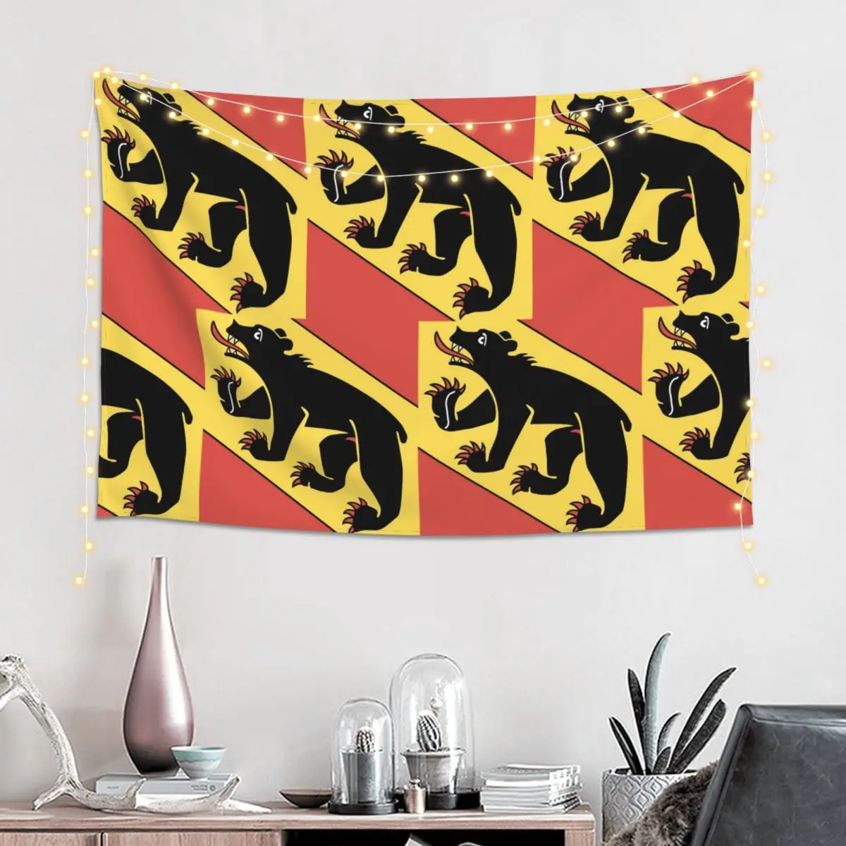 Bern Bear Swiss Flag Switzerland Coat Of Arms Tapestry Art Wall Hanging Aesthetic Home Decor Tapestries for Living Room Bedroom