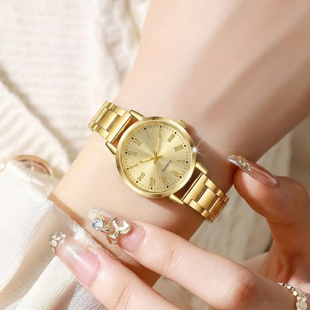 5Pcs/Set Unisex Jewelry Watches Women's Wristwatch Accessories Gold Simple Fashion Trendy Business Elegant Trendy Classic Exquisite Retro Light Luxury Luxury Bracelet Watch Set Y2K Suitable for Travel, Vacation, Parties, Daily Outfits, Perfect for Holidays, Birthdays, Holiday Gifts view 5