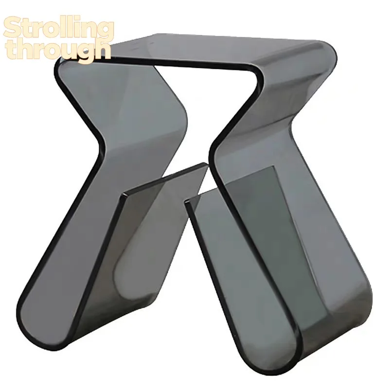 

Итальянский простой журнальный столик для гостиной, прозрачный, с приставной тумбой, для небольшой квартиры, минималистичный, в стиле легкой роскоши.