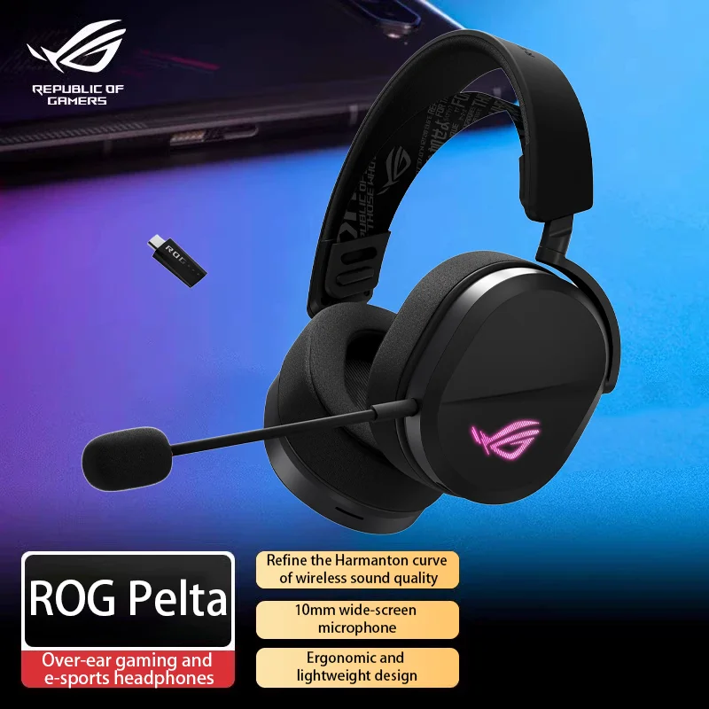 

ROG Pelta Tri-mode RGB gaming headset with ROG SpeedNova wireless technology,lightweight 309-g design
