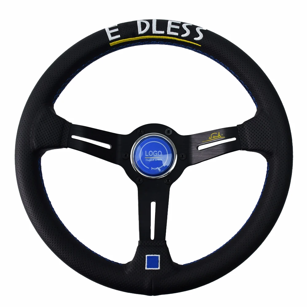 

330mm Black Microfiber Perforated Leather Deep Dish Car Steering Wheel Performance Wheel for Automotive
