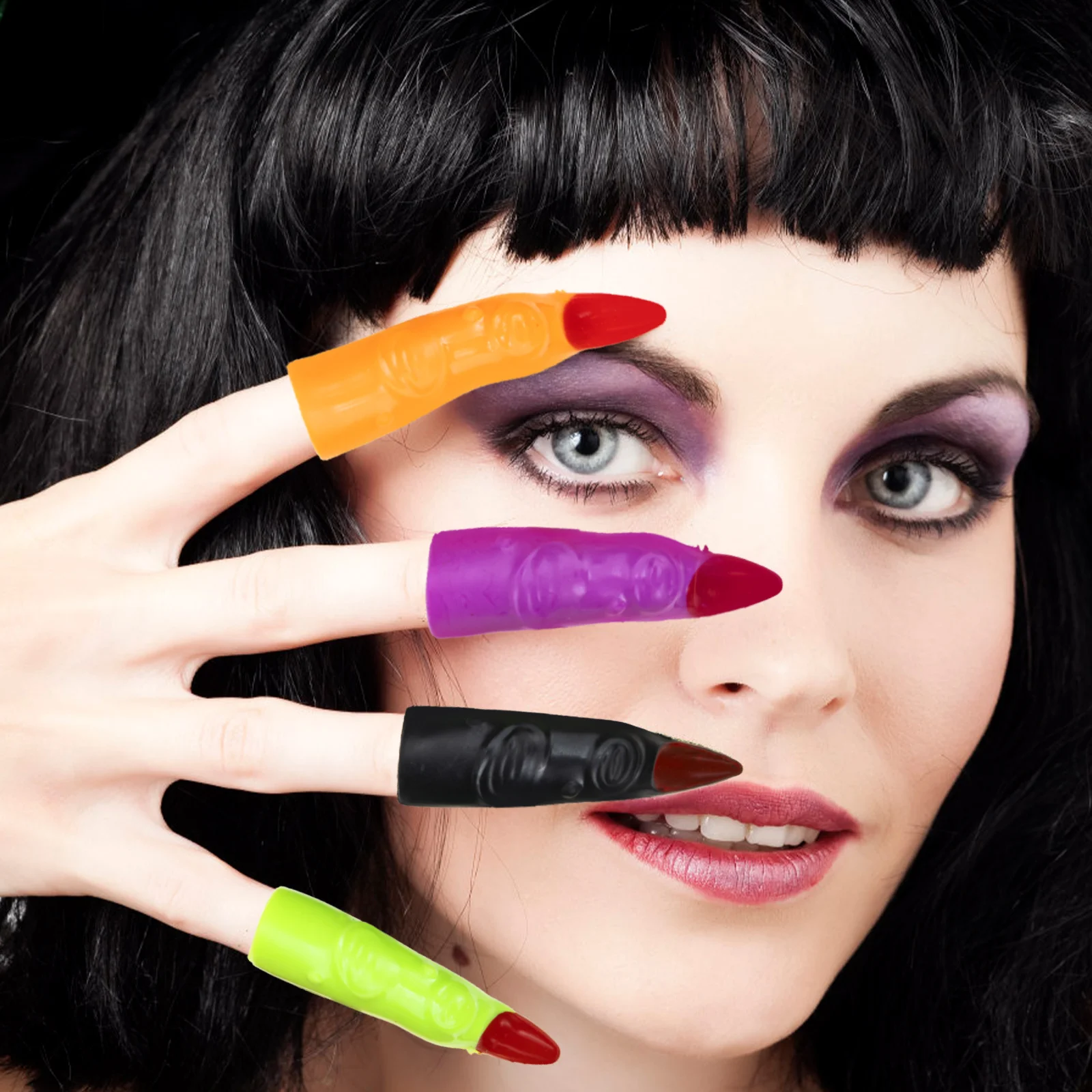 

40 Pcs Artificial Halloween Fake Nails Toddler Witches Plastic Trick Finger Tips