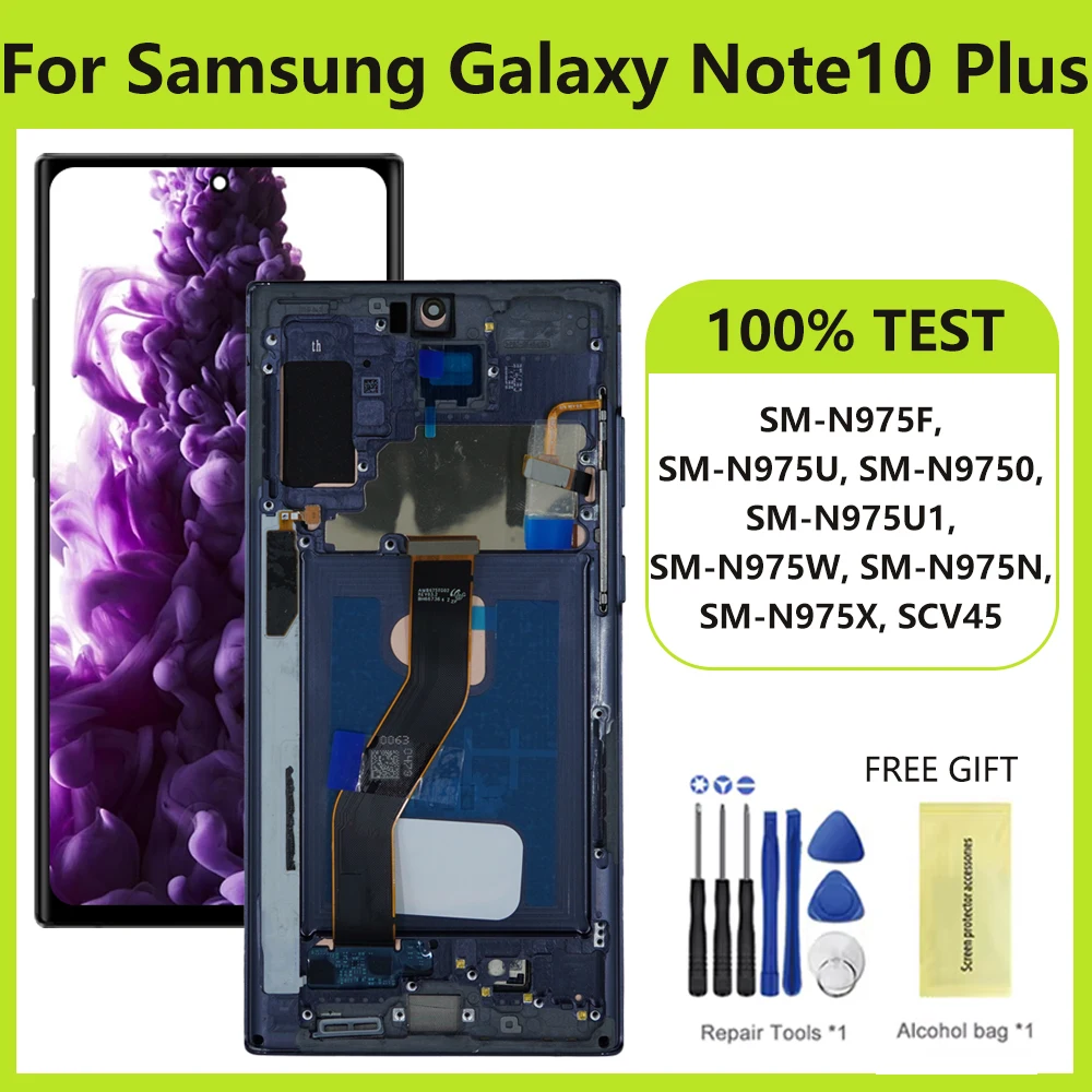 Super Amoled Screen for Samsung Galaxy Note10 Plus Lcd Display Digital Touch Screen with Frame for Samsung Note 10+ N975F N975U