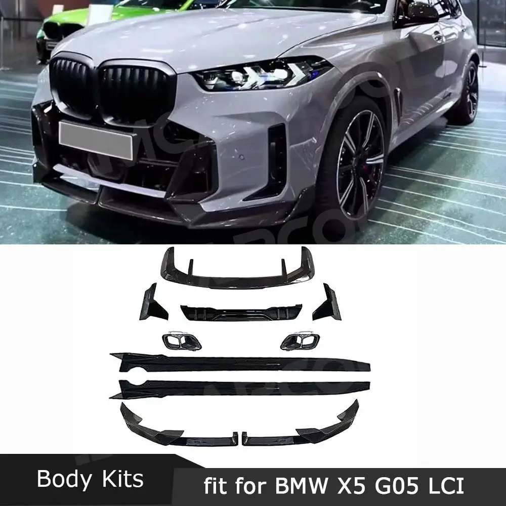 

Carbon Fiber Front Lip Rear Bumper Diffuser Exhaust Tips Side Skirt Rear Roof Spoiler Body Kits For BMW X5 G05 LCI M Sport 2023+