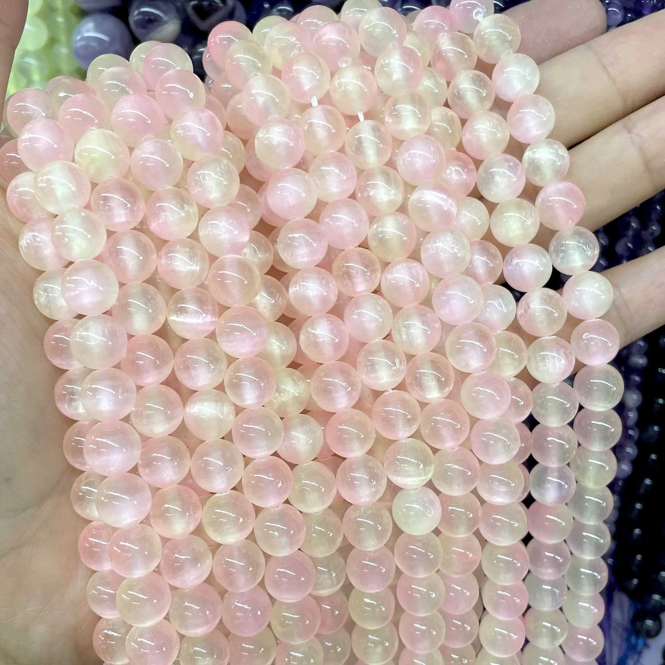 6 8 10MM Natural Gemstone Colorful Selenite Stone Loose Round Spacer Beads For Jewelry Making Diy Bracelet Necklace Earrings