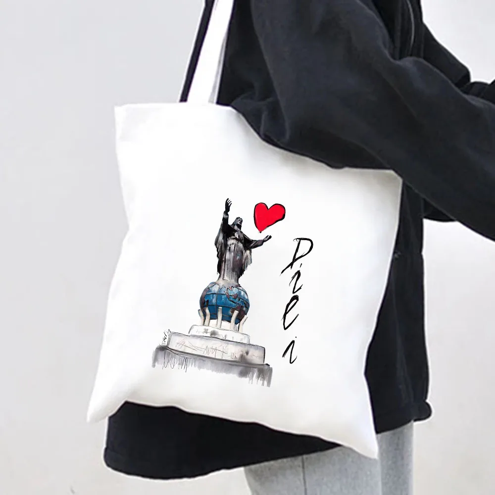 Gaborone Florence Georgetown Harare Hobart Women Canvas Shopper Bag Cotton Handbags Harajuku Tote Shoulder Lady Eco Shopping Bag