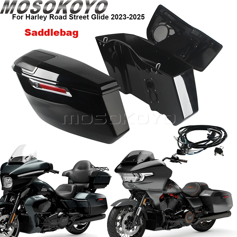 

Motorcycle Hard Saddle Bags For Harley Street Glide Road Glide CVO FLTRXSE FLHXSE 23-25 Trunk Side Storage Carrier Saddlebags