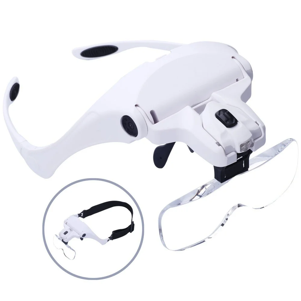 Imagem -02 - Lente Lupa Lupa Eyewear com Luzes Led Lâmpada Inter Mutável Lente 1.0x 1.5x 2.0x 2.5x 3.5x Usando Lupas 5