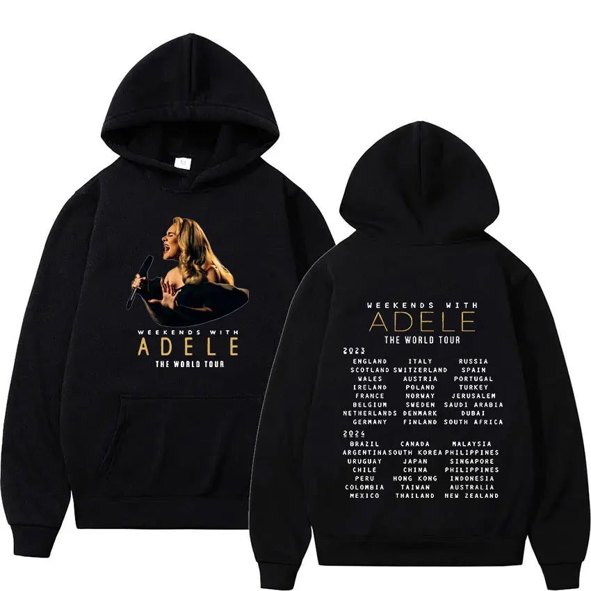 Adele Munich Tour 2024 Album Hoodie Man Women's Vintage Harajuku Oversized Sweatshirt Casual Fashion Pullover Hoodies Streetwear