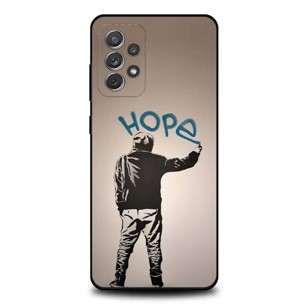 Casing Ponsel G-Graffiti Artist B-Banksy untuk Samsung S 25,24,23,22,30,21,10,9,Ultra,Plus,Lite,FE,4,5G Casing Lembut Hitam