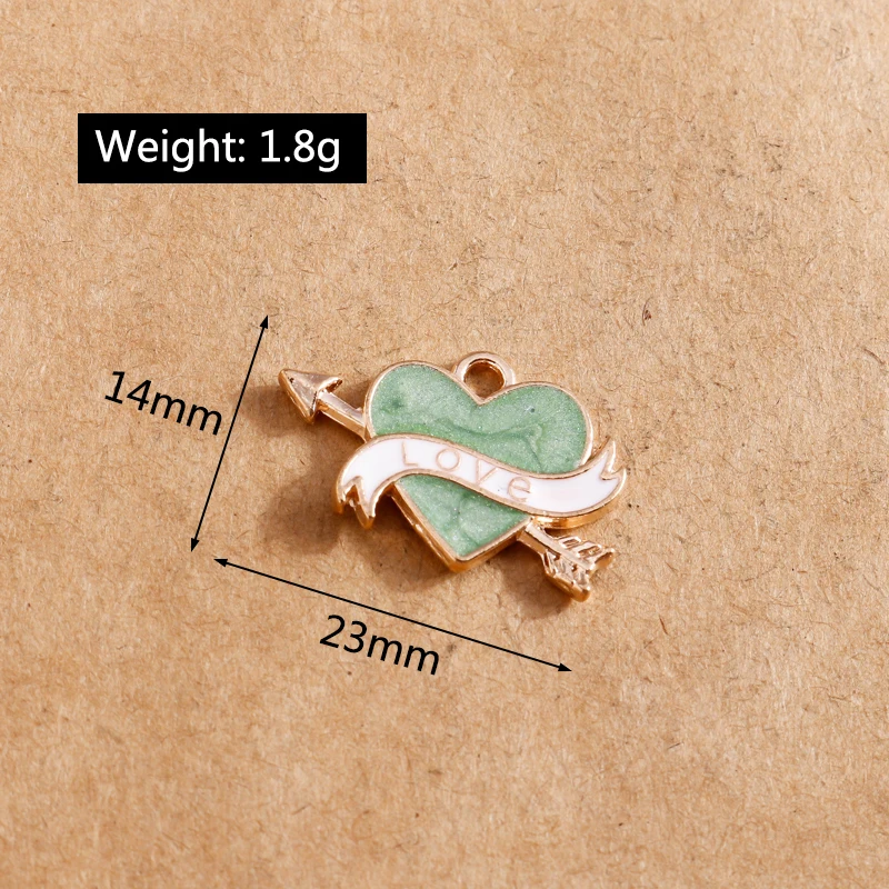 10 stücke Bunte Emaille Liebe Herz Charme für Schmuck Machen Frauen Nette Tropfen Ohrringe Anhänger Halsketten DIY Armbänder Handwerk Geschenk – Detail 2