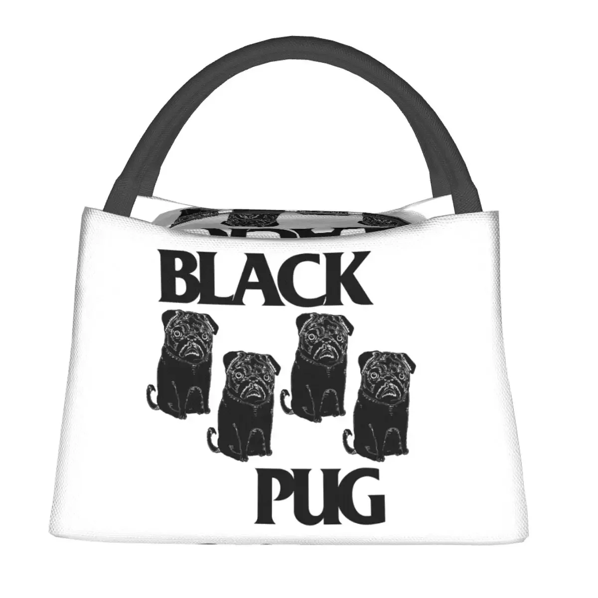 Black Pug Flag Punk Rock Dog Grumble Pugs Design Lunch Bags Insulated Bento Box Resuable Lunch Tote Picnic Bags for Woman Work