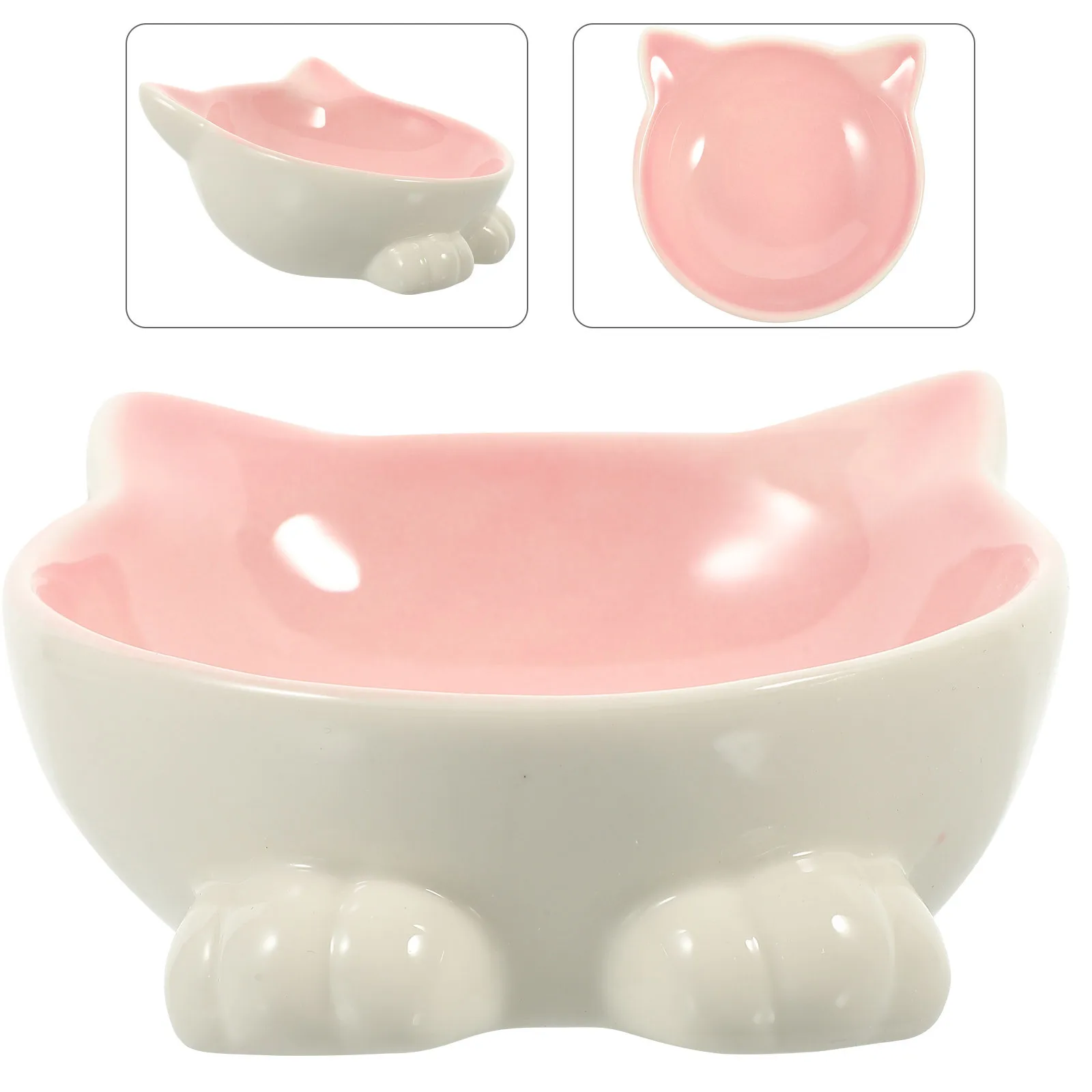 

Cat Ear Ceramic Bowl Premium Material Unique Shape Design Bite Resistant Pet Feeder Comfortable Eating Drinking