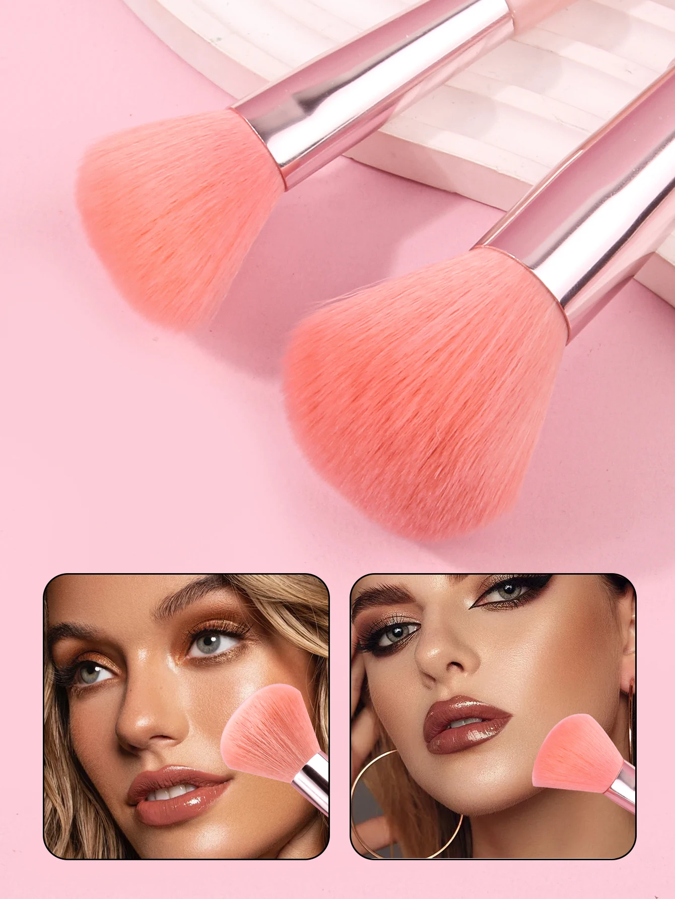 High appearance level Pink box 8 makeup brushes Soft hair loose powder Setting brush Blush brush Full set of makeup brushes