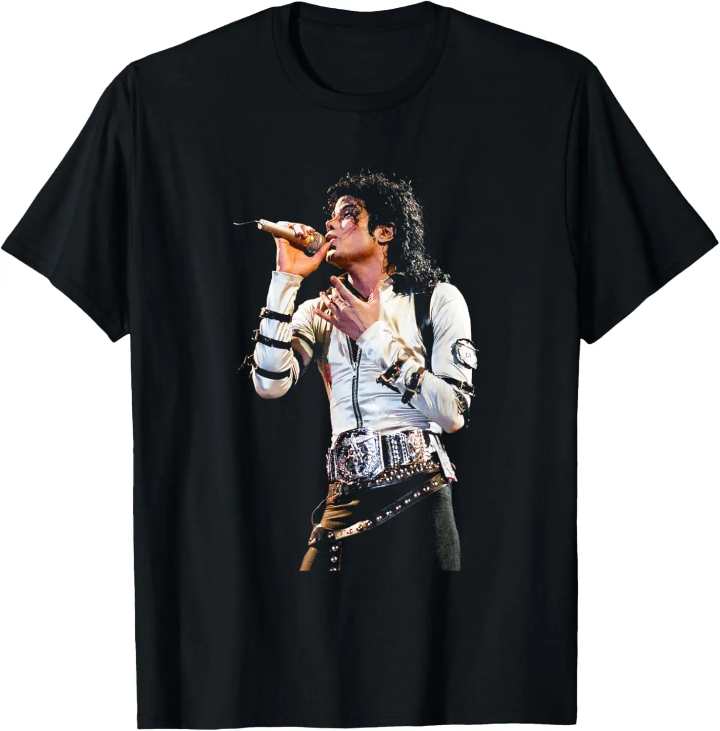 Michael Jackson Singing Live Bad World Tour 1988 T-Shirt Unisex Pure Cotton Short-Sleeve Tee – Comfortable, Soft, Quick-Drying, and Suitable for Casual, Sports, and Outdoor Activities (Crew Neck)