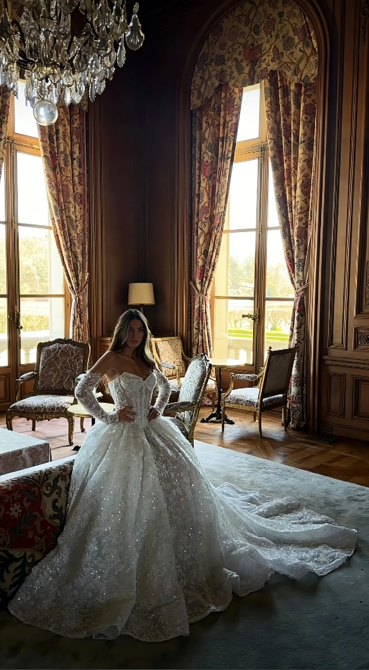 Sexy Strapless Off Shoulder Long Sleeved Ballroom Dress With Sparkling Lace Beading And Luxurious 2026 Bridal Gown Customized