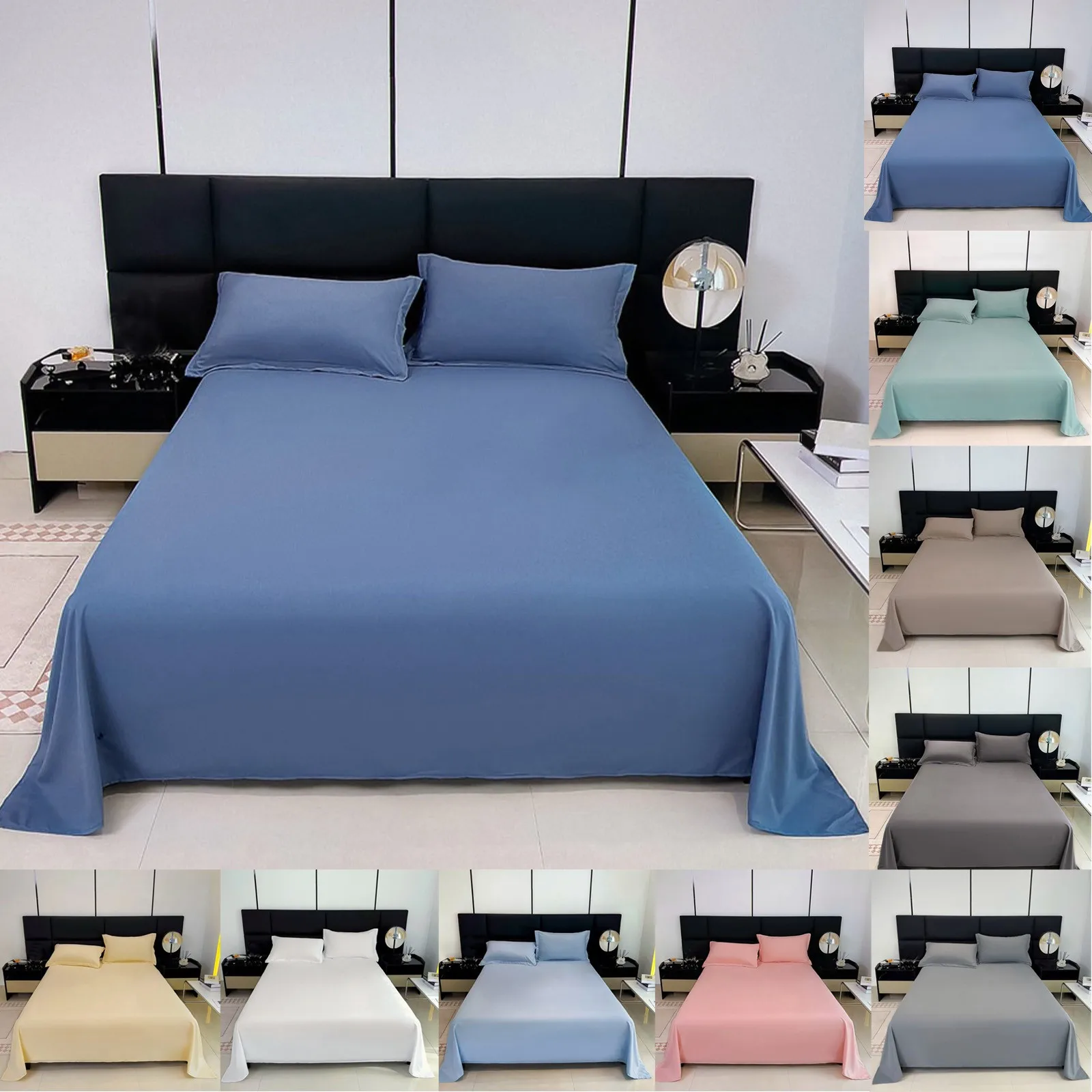 Sábanas planas simples de Color sólido para Cama doble, sábanas superiores con estampado reactivo individual/Queen/King para Camas Sabanas Cama 120x230