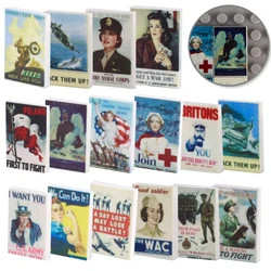 MOC WW2 Military Poster Building Blocks War Scene Printed Tiles Soldiers Army Accessories Bricks Toys